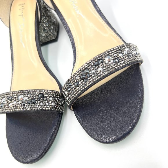 Betsey Johnson Size 7.5 Mari Black Jeweled‎ Block Heel Dress Sandals Shoes - Picture 5 of 13